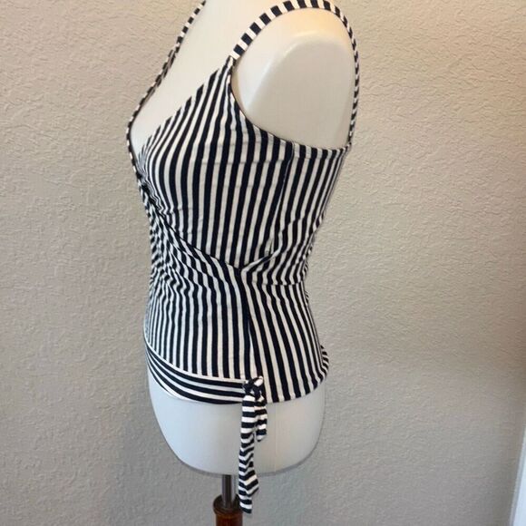 J Crew Striped faux wrap side tie halter tank top XS blue/white nautical - Picture 3 of 7
